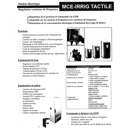 REGULATEUR/VARIATEUR DE PRESSION MCE-IRRIG